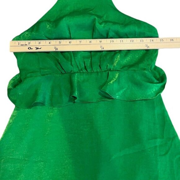 NWT Lulus Looking Luxe Green Satin Peplum Flounce Mini Dress Back Zip Size XS - Picture 10 of 13